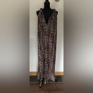Good American Leopard Print Jumper/Romper in Brown and Cream